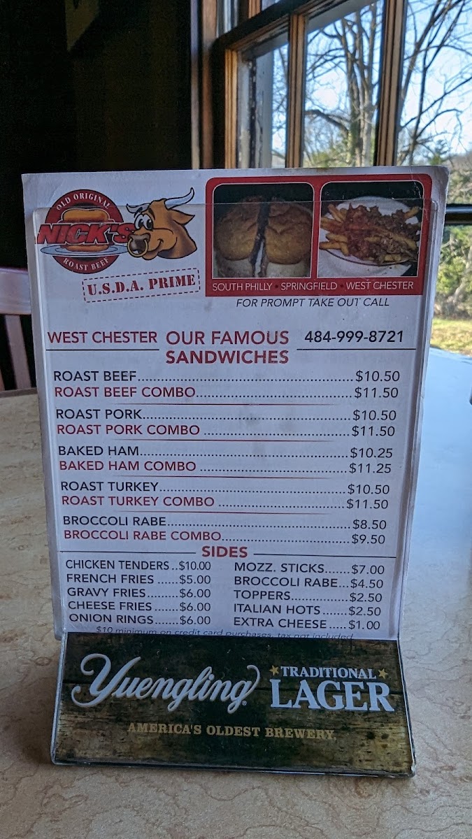 Old Original Nick's Roast Beef Menu - Image 3