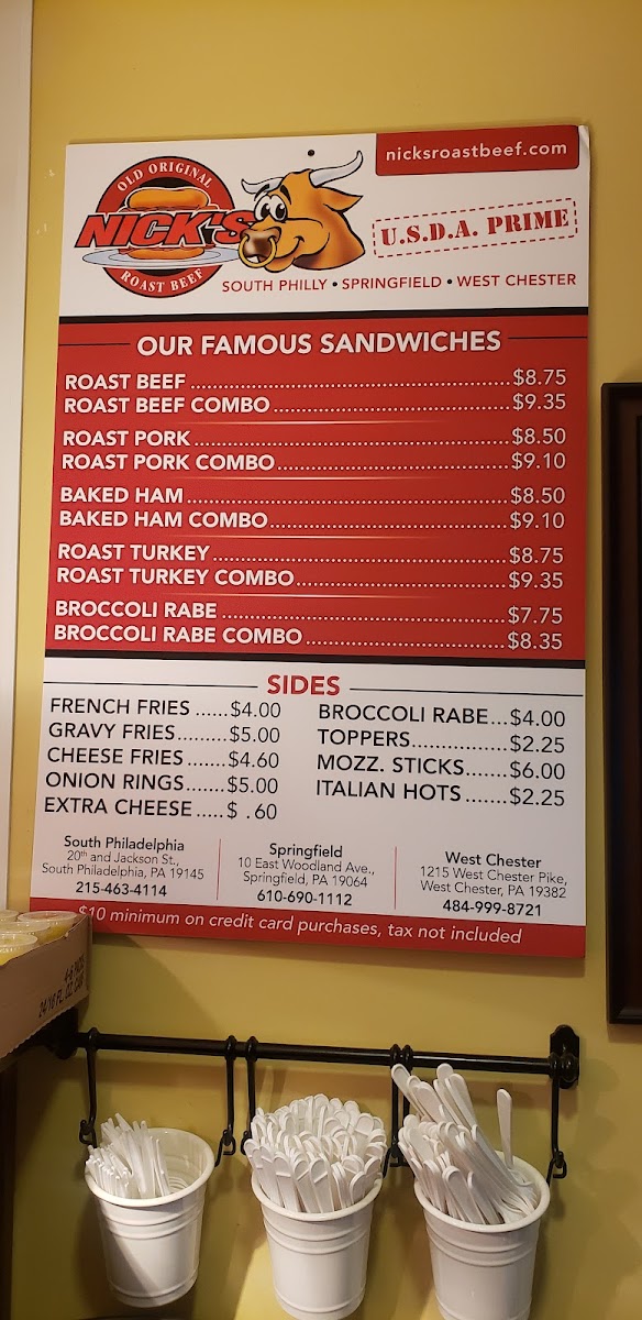Old Original Nick's Roast Beef Menu - Image 5